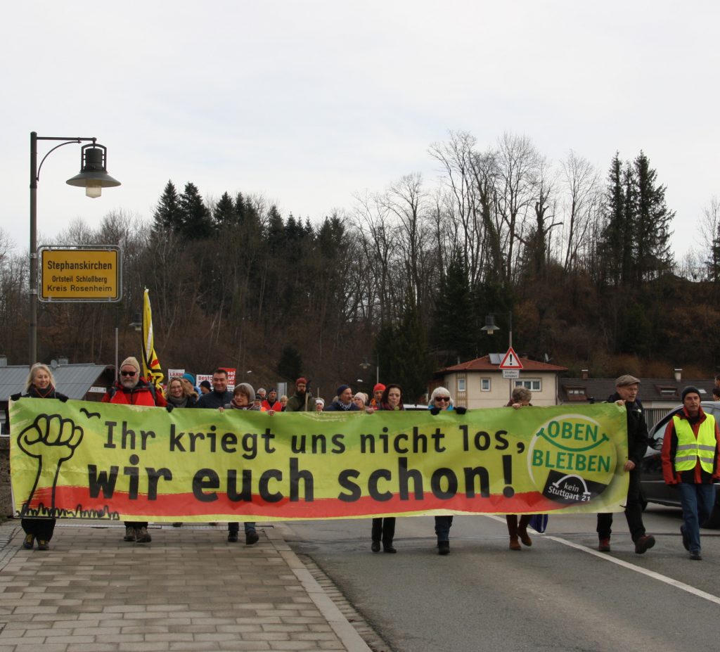 Kein Stuttgart 21 im Inntal! Der Protest wird auch von erfahrenen Demonstranten von Stuttgart 21 unt